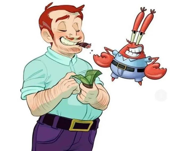 當 海綿寶寶 裡的角色擬人化 蟹老闆一看就知道是個土豪