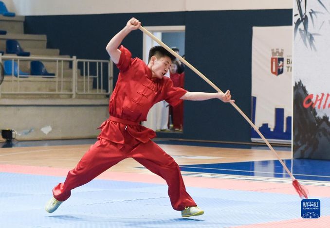 中國武術協會代表團在阿舉行武術表演