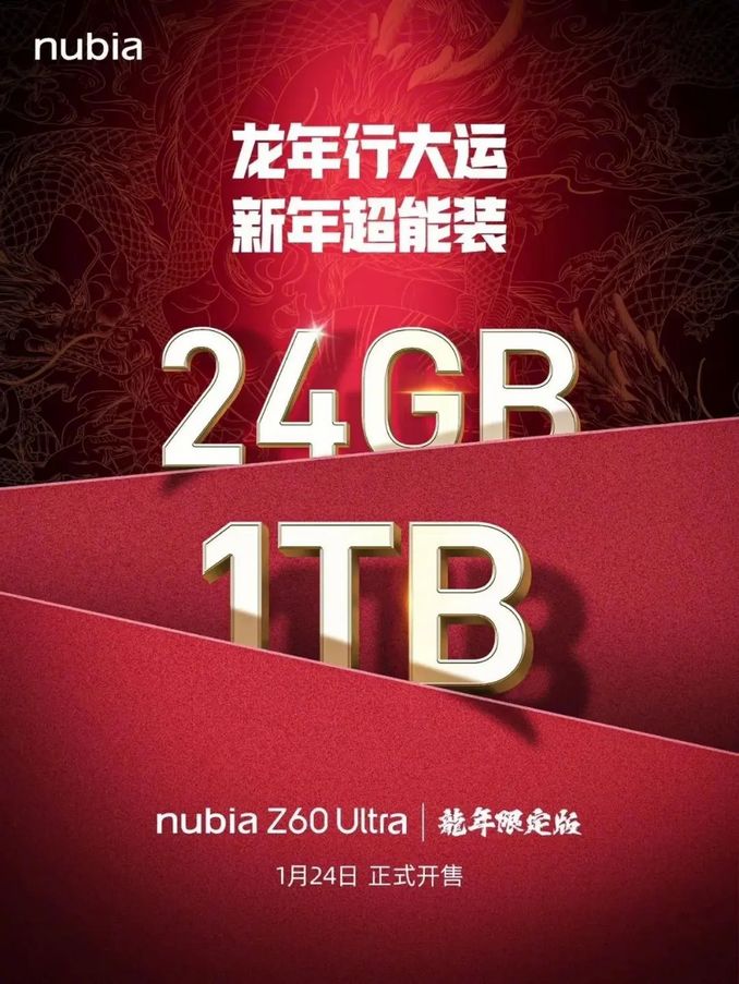 24GB+1TB！努比亞Z60 Ultra龍年限定版官宣